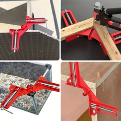 Reinforced 90-Degree Right Angle Clamp Set - 4 Red Aluminum Clamps for Woodworking, Glass, and DIY Projects