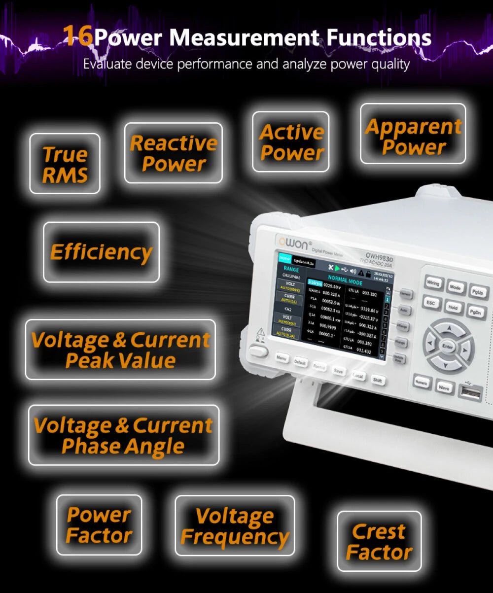 High Precision Power Meter 10 Channels Measurement Energy Monitoring 3.96 Inch TFT LCD RS232 Portable Professional Energy Analyzer