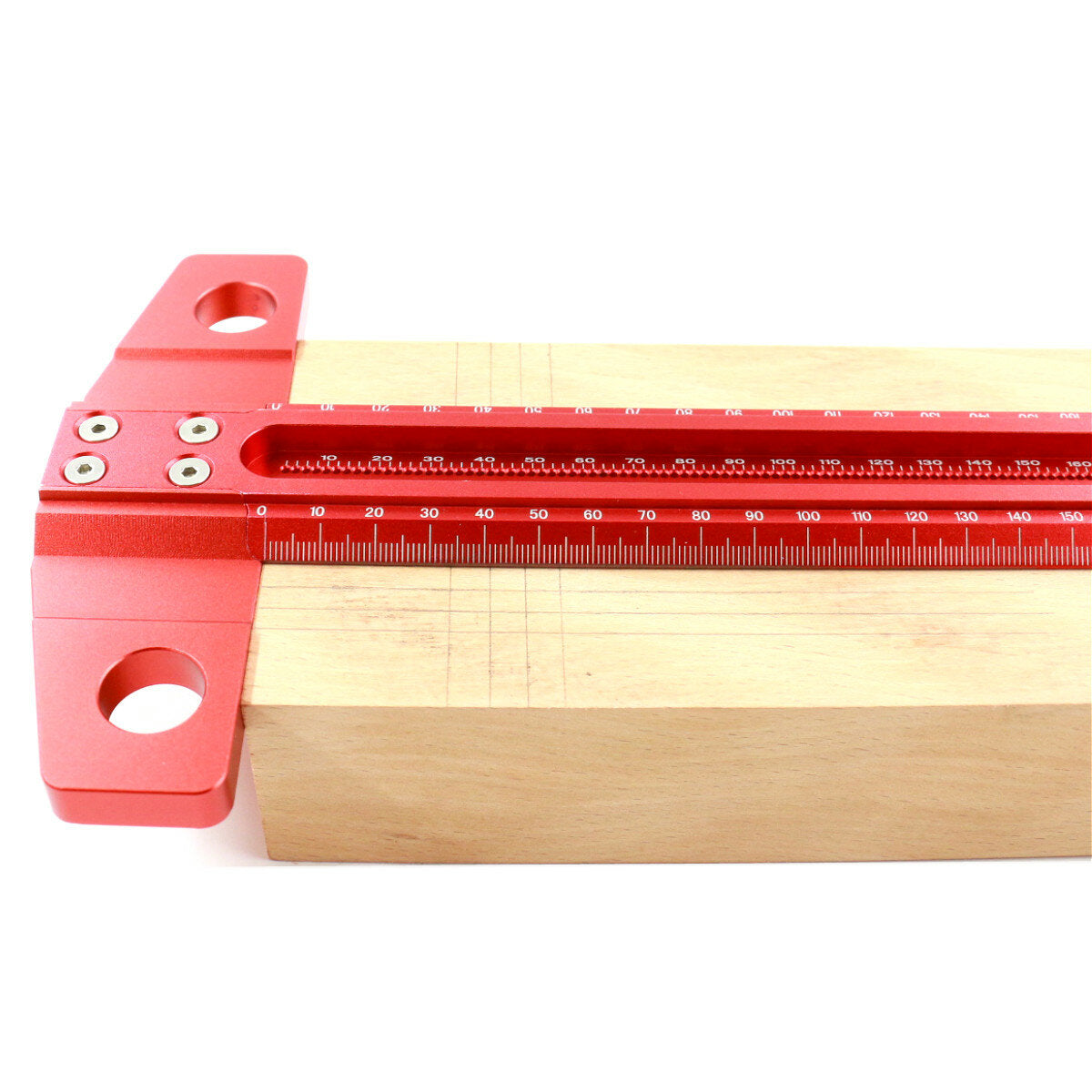 Woodworking Line Scribe T-Type Ruler, Aluminum Alloy, 300/400/500/600mm, 1mm Hole Crossed Marking Gauge