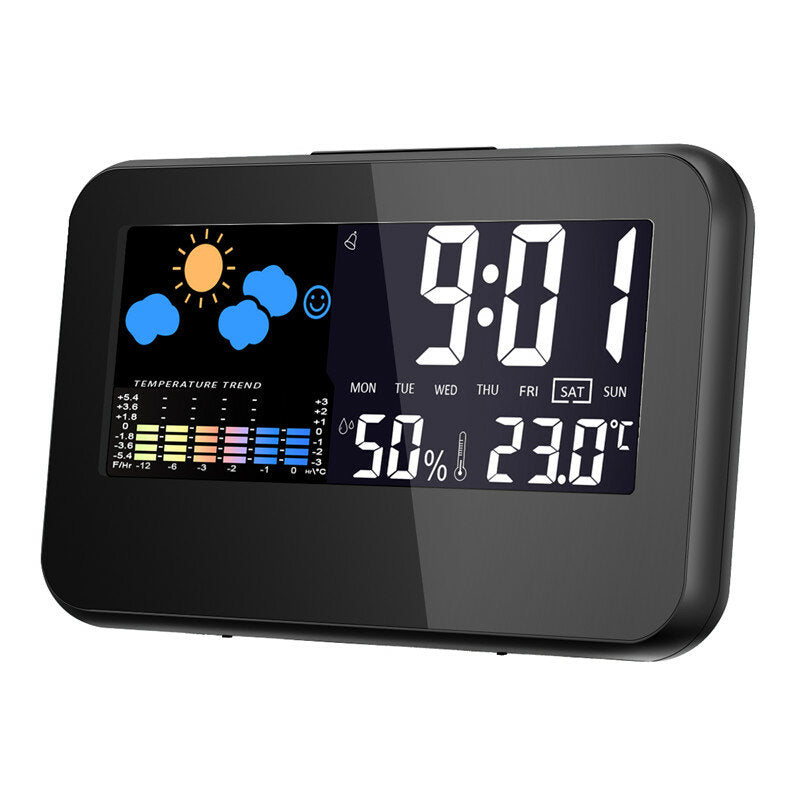 Digital Weather Station Thermometer Hygrometer Alarm Clock Smart Sound Control Clock