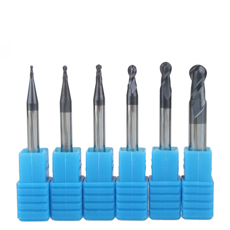 R0.5-R6mm Ball Nose 2 Flute Tungsten Carbide End Mill Cutter TiAlN Coating End Milling Cutter