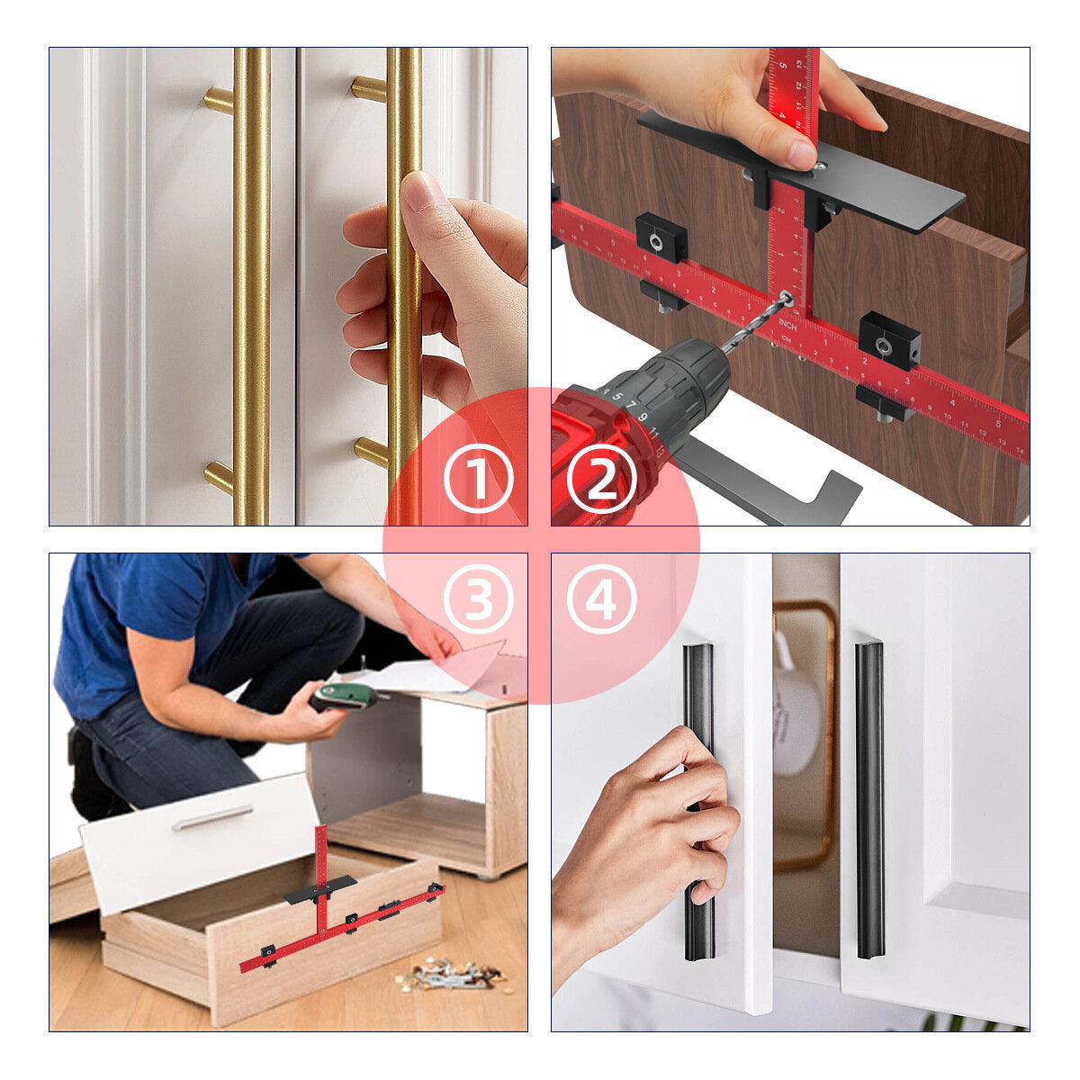 Adjustable Cabinet Hardware Jig for Precise Handle & Knob Installation - Durable, User-Friendly, Versatile Tool