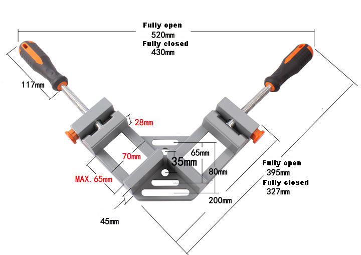 Single Handle 90 Degrees Angle Aluminum Alloy Rectangular Clamp Wood Working Tool