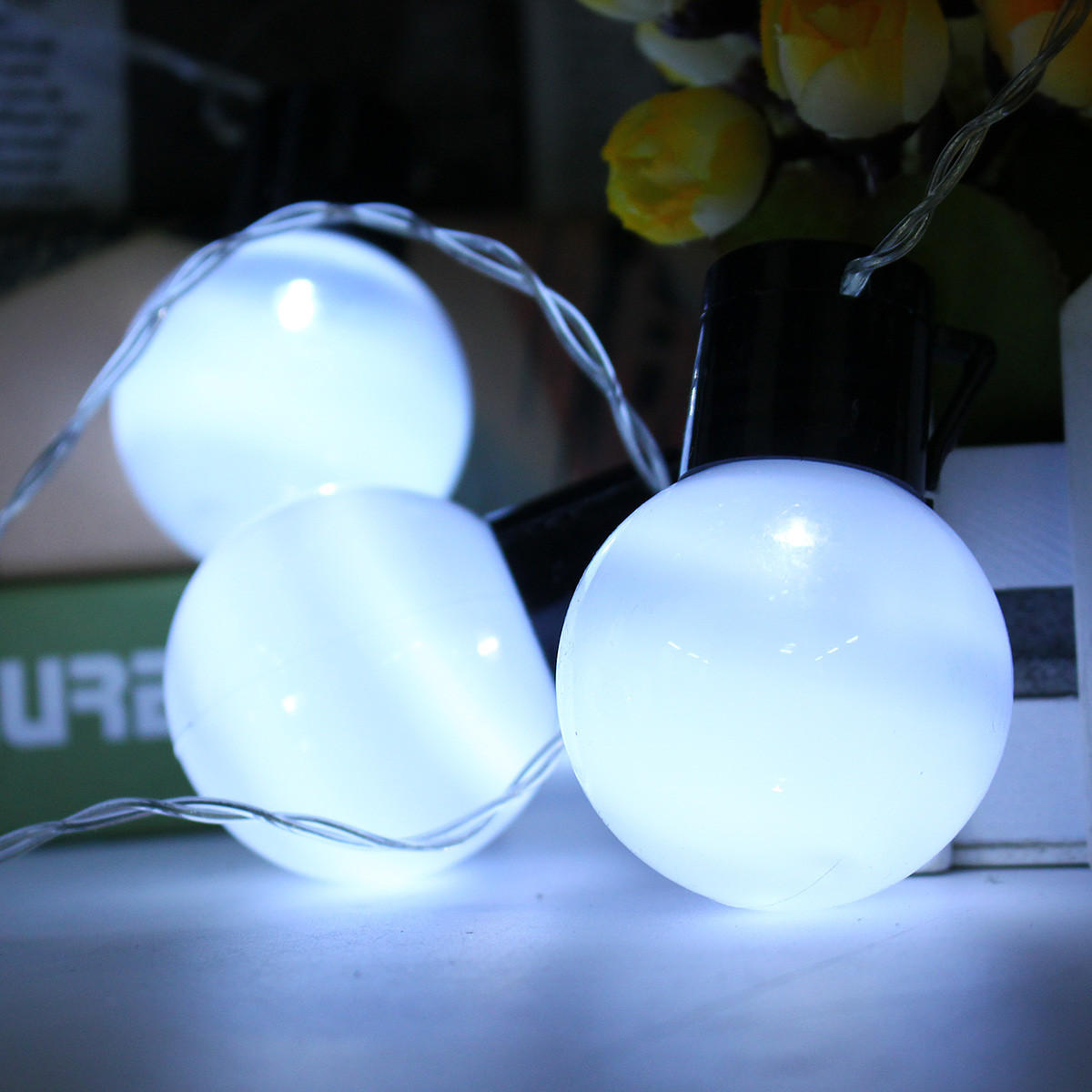 Solar Powered 30LED Fairy String Light White Shell Lantern Xmas Wedding Garden Lamp