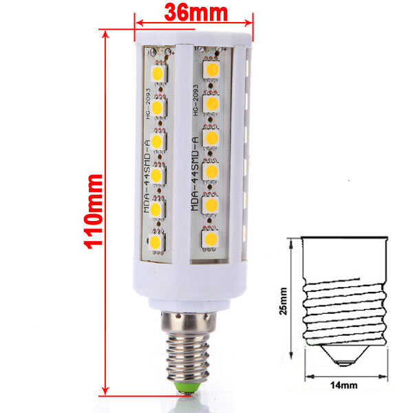 E14 7W 660LM Warm White 44 SMD 5050 LED Energy Saving Bulb 220V