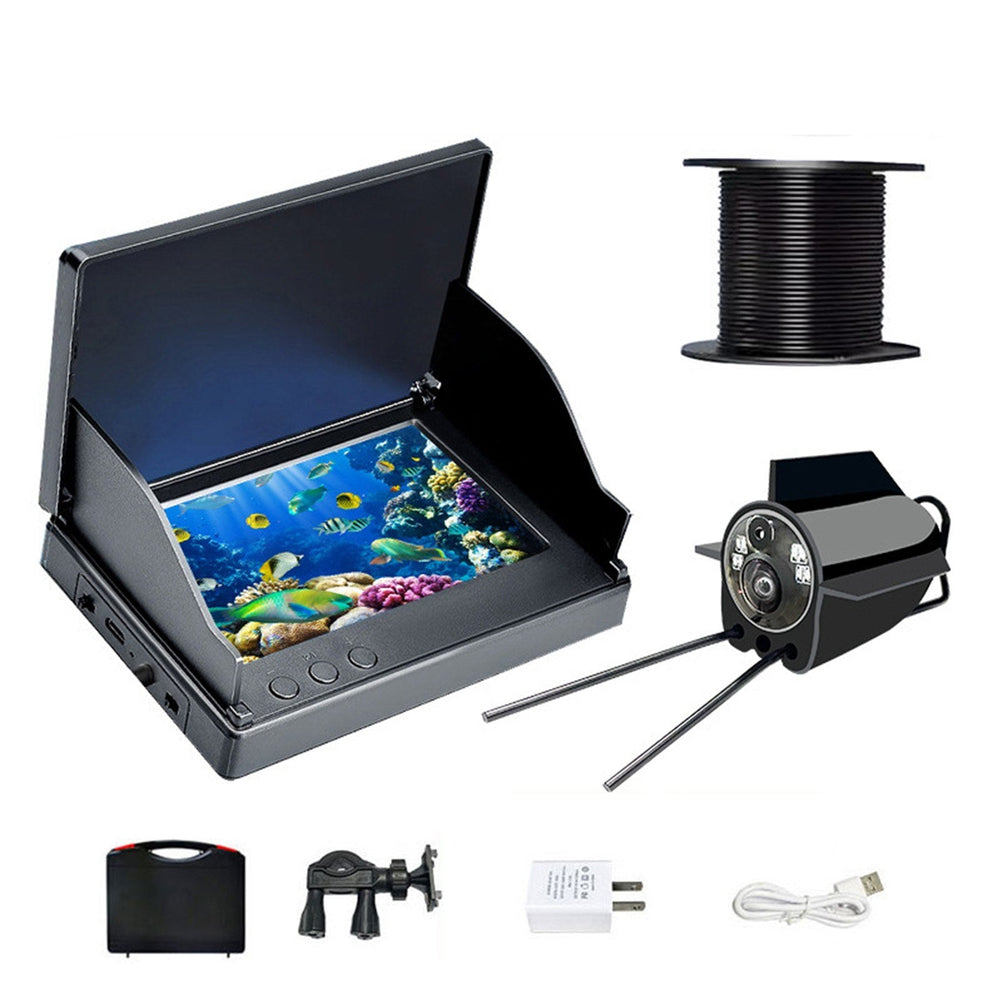 Underwater Fish Finder 4.3" IPS Screen Night Vision 220° Wide Angle 500W Pixel High Clear Camera for Fishing EU Plug 50m