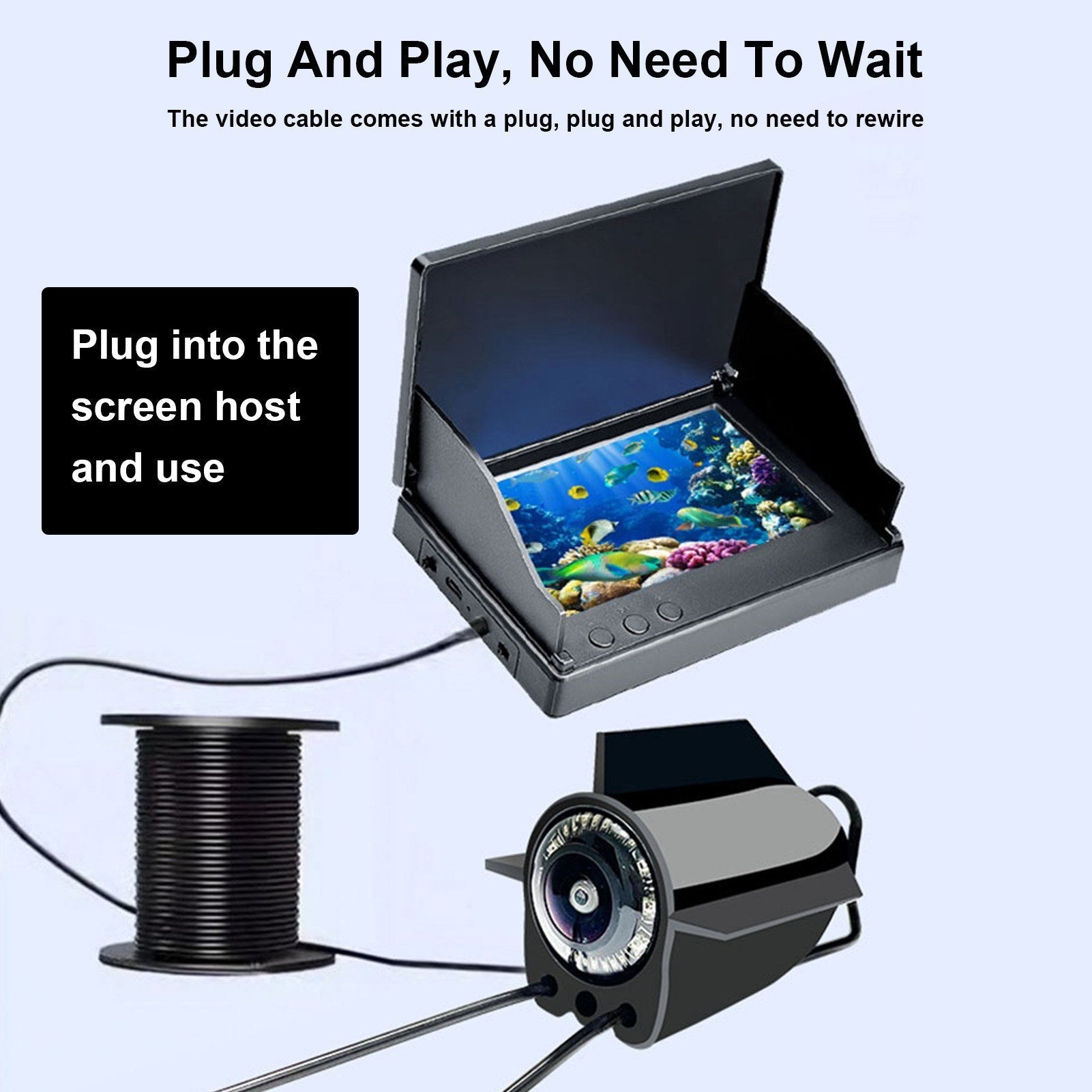 Underwater Fish Finder 4.3" IPS Screen Night Vision 220° Wide Angle 500W Pixel High Clear Camera for Fishing EU Plug 50m