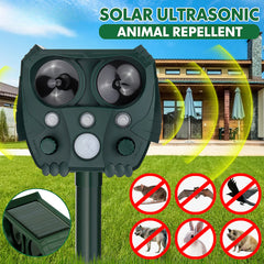 Ultrasonic Solar Battery Cat Dog Pest Repeller Scarer Deterrent Repellent Animal Repeller