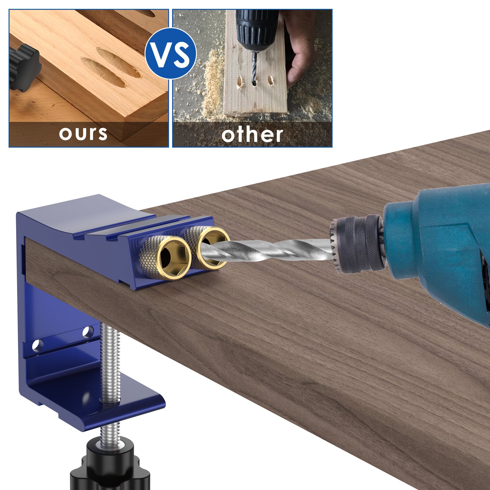 Mini Pocket Hole Jig Kit - Durable Metal, 15° Angle, Easy to Use, Includes Clamp, Screws & Plugs for DIY Projects