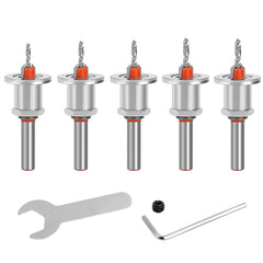 5-Piece Countersink Drill Bit Set, YG8 Alloy & Carbon Steel, 90° Precision, Multi-Size for Wood & Plastic Drilling