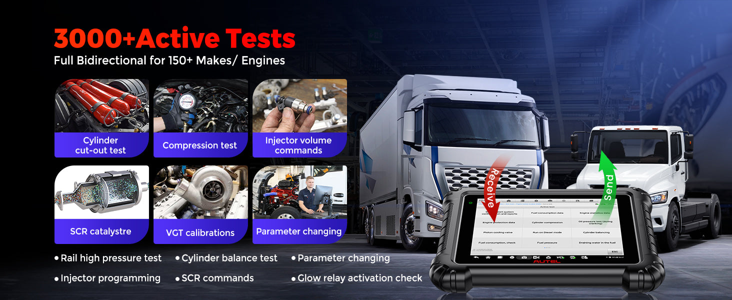 9.7 Inch Display Car Diagnostic Tool Android 10 3000 Active Tests for HD Equipment And Commercial Vehicles Smarter Than MS908cvCV II / M908CV