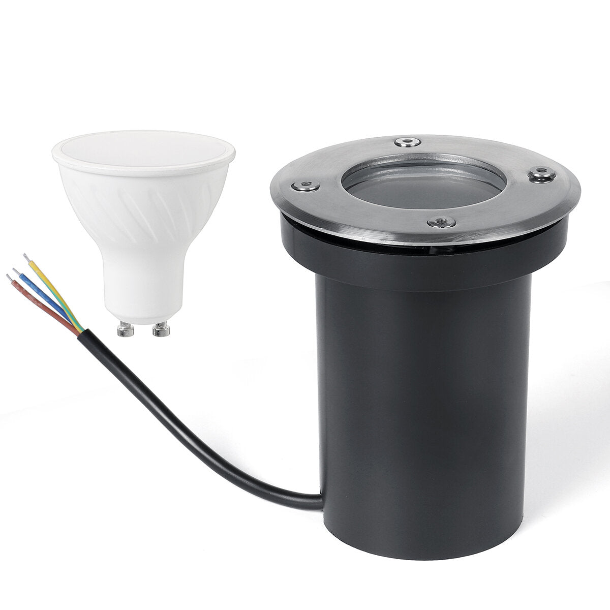 LED Garden Spotlight Floor Lamp Lawn Light Recessed Floor Spotlight IP67 GU10-230V Passable with 5W Warm White Light Bulb
