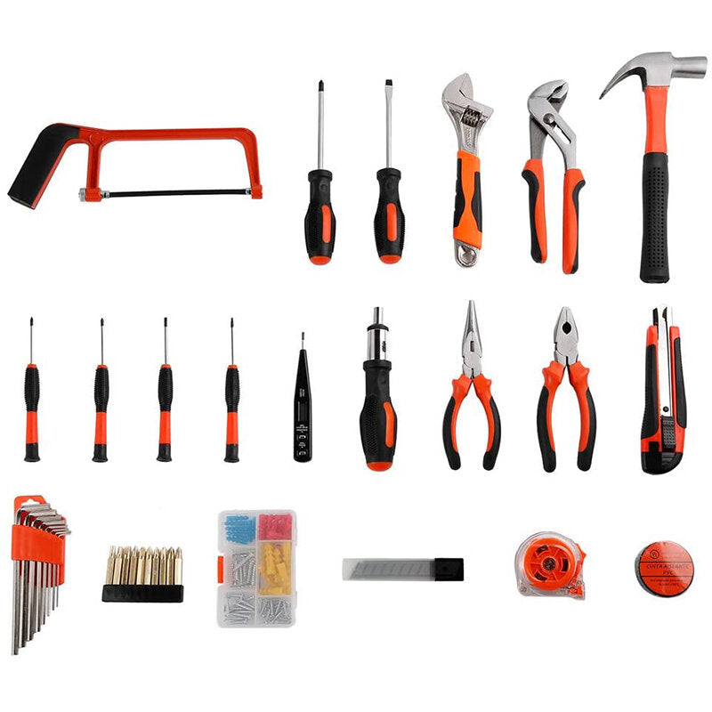 9/25/82/100 Pcs Household Repair Tool Kit Set Hammer Ruler Hand Tool Kit With Plastic Toolbox