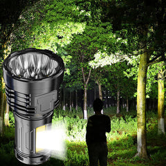 Super Bright Type-C Rechargeable ABS Housing Flashlight with 18650 Battery COB Side Light 500m Long Range Powerful LED Torch Camping Lantern