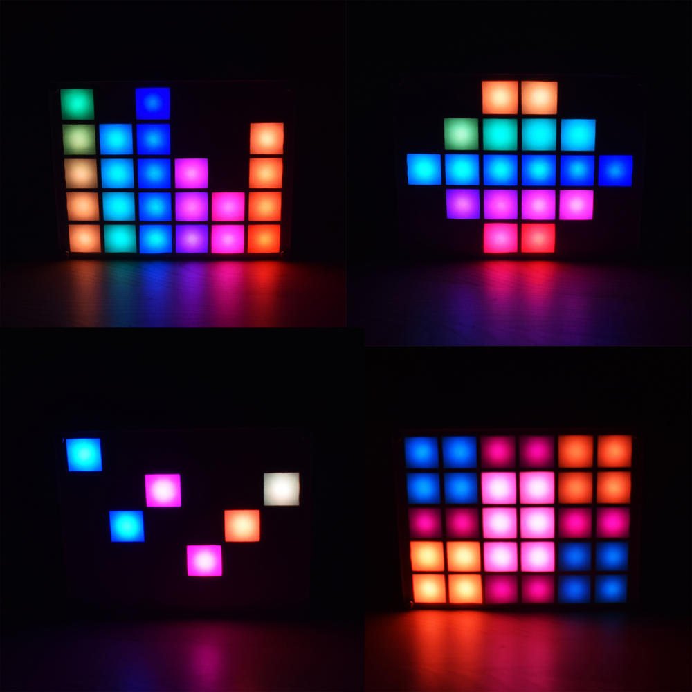 DIY Multi-function LED Cool Music Spectrum RGB Color Palette Clock Kit