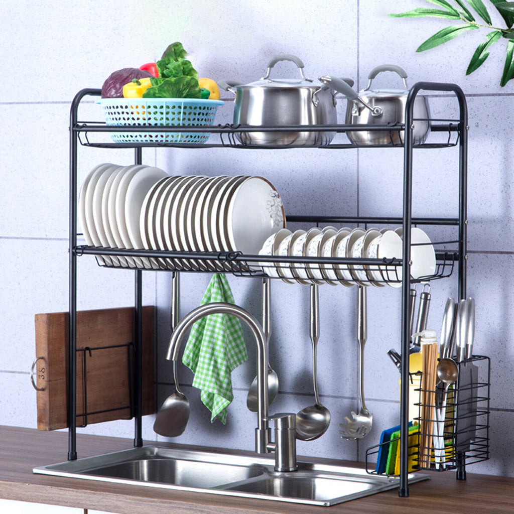 60/70/80/90cm 304 Stainless Steel Rack Shelf Double Layers Storage for Kitchen Dishes Arrangement
