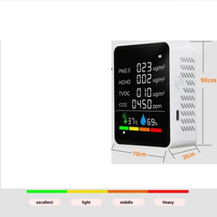 6 in 1 PM2.5 CO2 TVOC HCHO Tester Portable Digital Temperature and Humidity Tester Air Quality Monitor