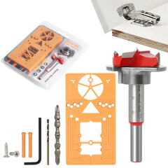 7-Piece 35mm Hinge Hole Guide Set - Durable YG8 Alloy & Carbon Steel for Woodworking, Door & Cabinet Construction