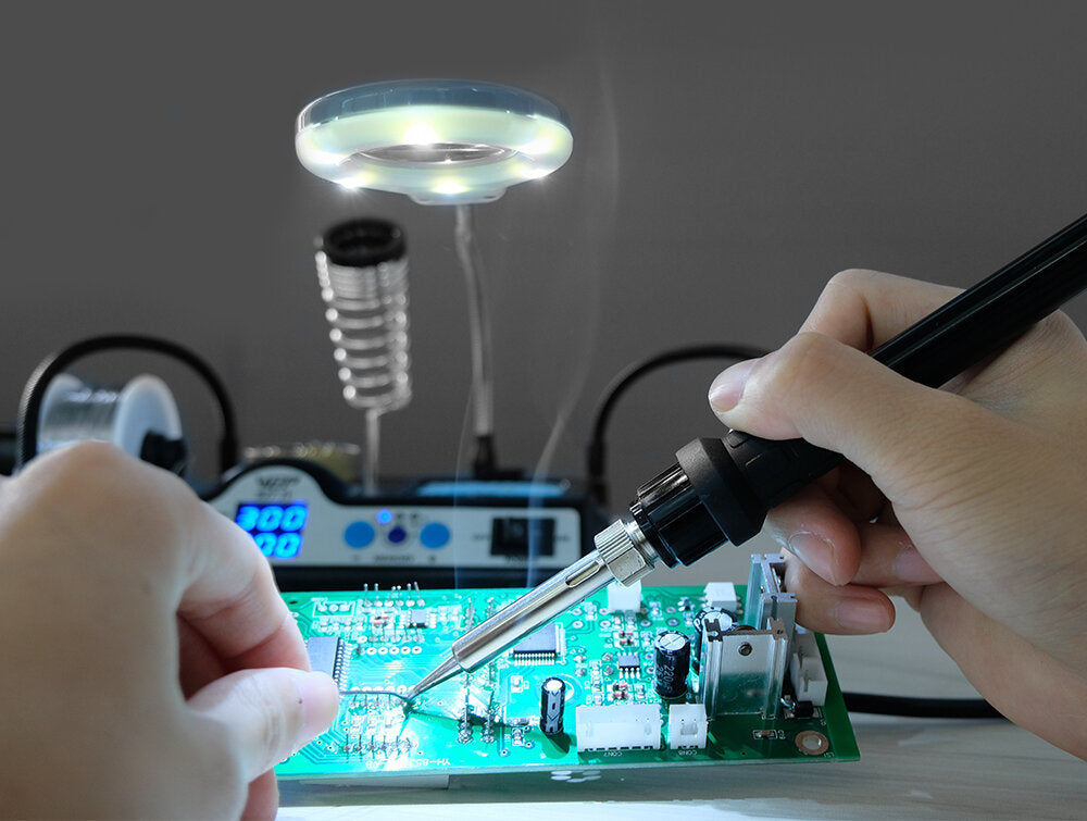 Clips Soldering Iron with Optional Magnifier Lamp Digital Display Electric Soldering iron Kit Set Soldering Station