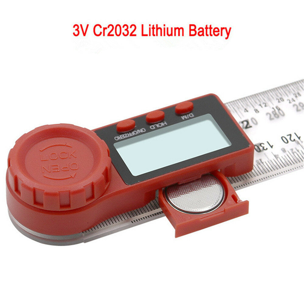 2 in 1 200/300mm Transparent Digital Angle Ruler 360 LCD Display Inclinometer