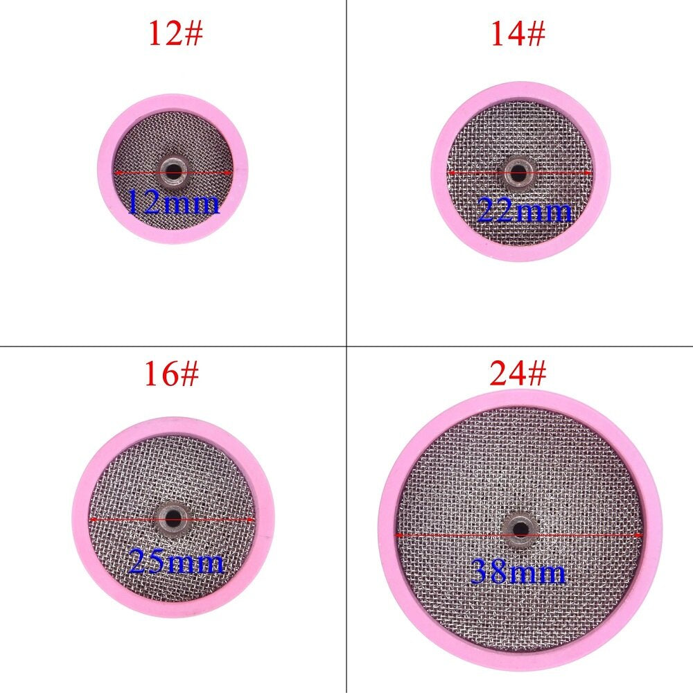 7PCS TIG Extra Large Alumina Ceramic Nozzle Cups Strainer Mesh Gas Lens 2.4mm 3/32" Collet Gas Lens for WP17/18/26