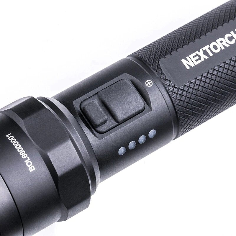 Multi-light Source One-step Strobe Tactical Flashlight 1300lm 280m High Output 18650 Type-C USB Rechargeable LED Torch