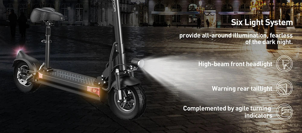 Electric Scooter With Seat 48V 18Ah 500W Recommended Top Speed 25KM/H 10inch Folding Moped Electric Scooter 60KM Mileage Max Load 120Kg