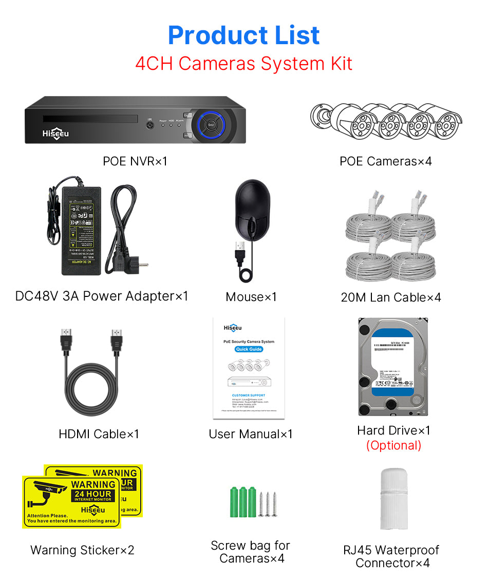 8CH PoE Security CCTV Camera System Set Colorful Night Vision 2-way Audio APP Remote Monitoring H.265 AI Face Detection IP66 Waterproof Outdoors IP Camera NVR Set