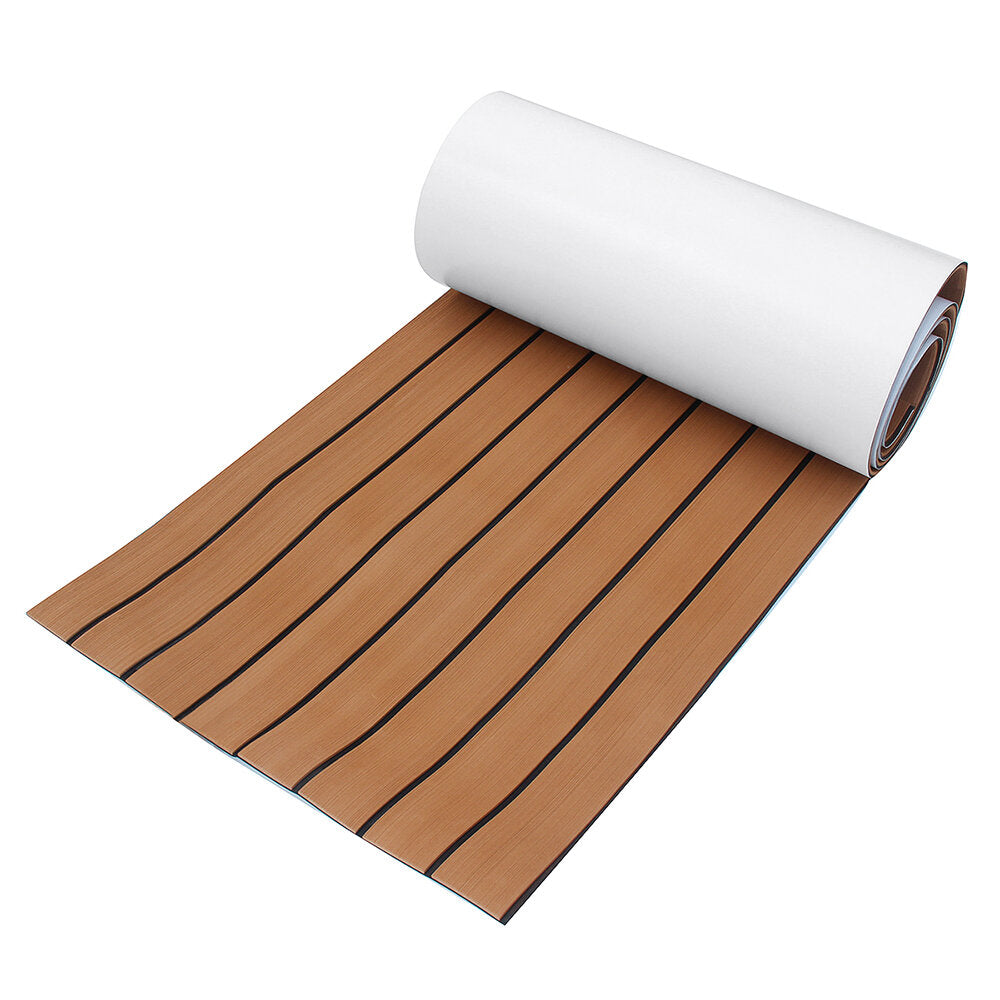 6mm 45x240cm EVA Foam Teak Deck Sheet Self Adhesive Boat Yacht Synthetic Decking Foam Floor Mat Brown With Black Stripes