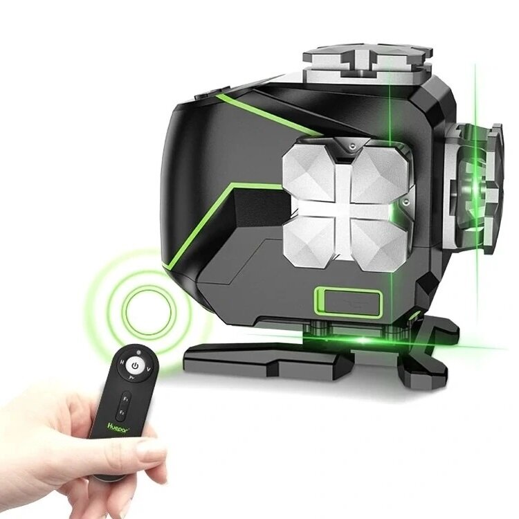 16 lines 4D Cross Line Laser Level Bluetooth & Remote Control Functions Green Beam with Hard Carry Case