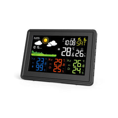 Weather Station Alarm Clock Wireless Indoor Outdoor Thermometer with Atomic Clock Forecast Station 3 Outdoor Sensors