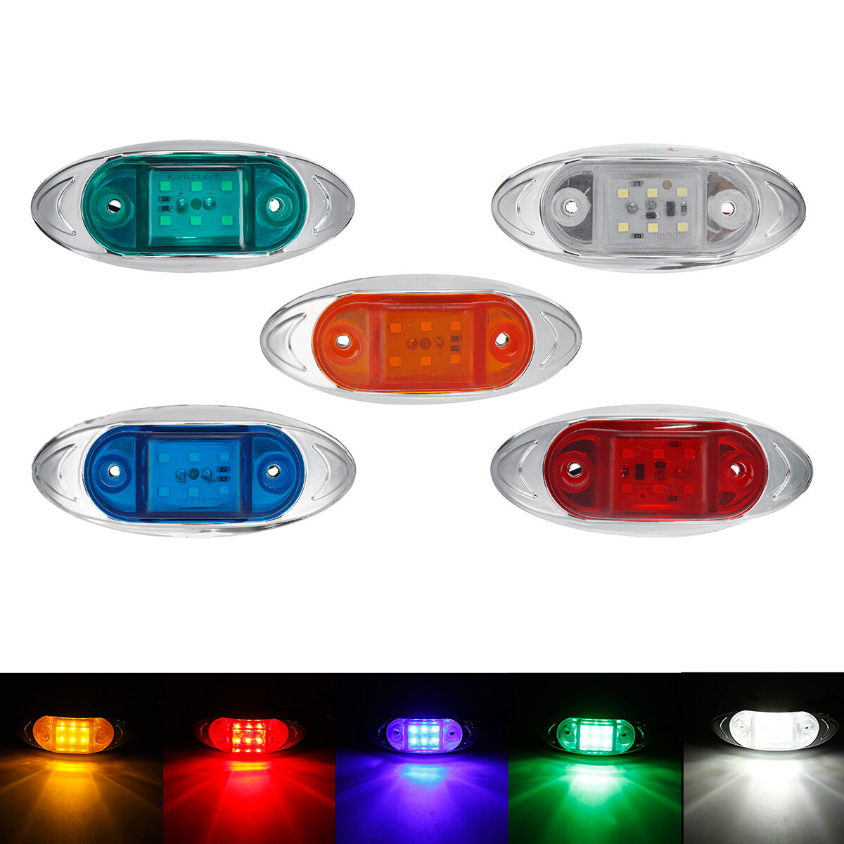 2PCS 24V 6LED Side Marker Lights Indicator Car Trailer Truck Lorry Van Lamp