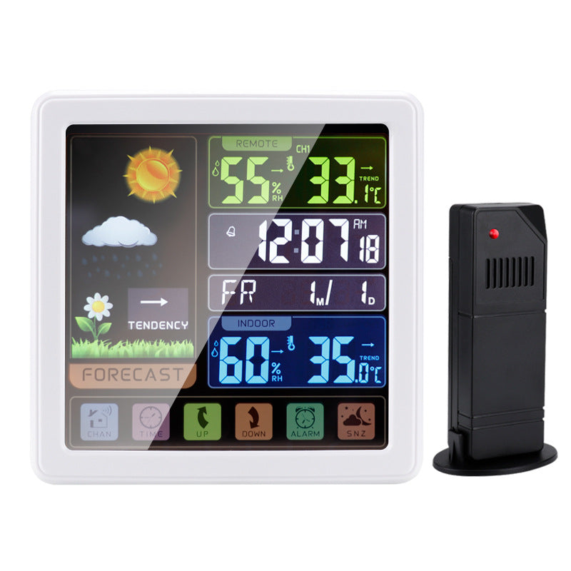 Wireless Touch Screen Weather Station Clock – Indoor/Outdoor Temp/Humidity, Atomic Time, Forecast, USB Charger, Snooze