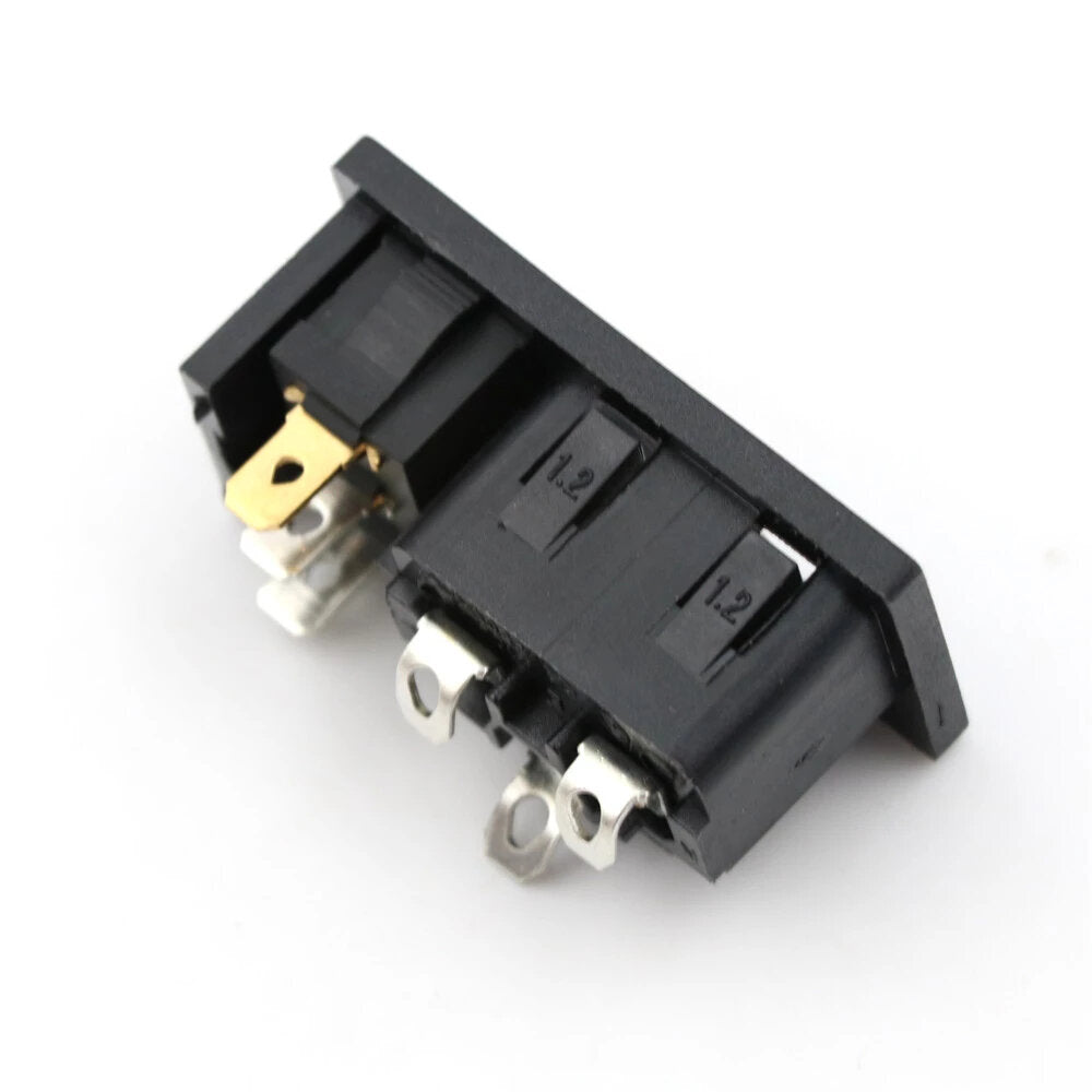 AC 10A 250V 3Pins Rocker Switch Power Socket Fused IEC 320 C14 Inlet Fuse Switch Connectors Plug Connectors