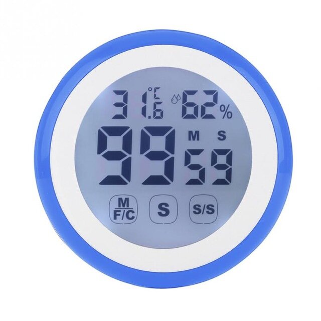 LCD Digital Touch Screen Kitchen Timer Count UP Alarm Clock Temperature And Humidity Me
