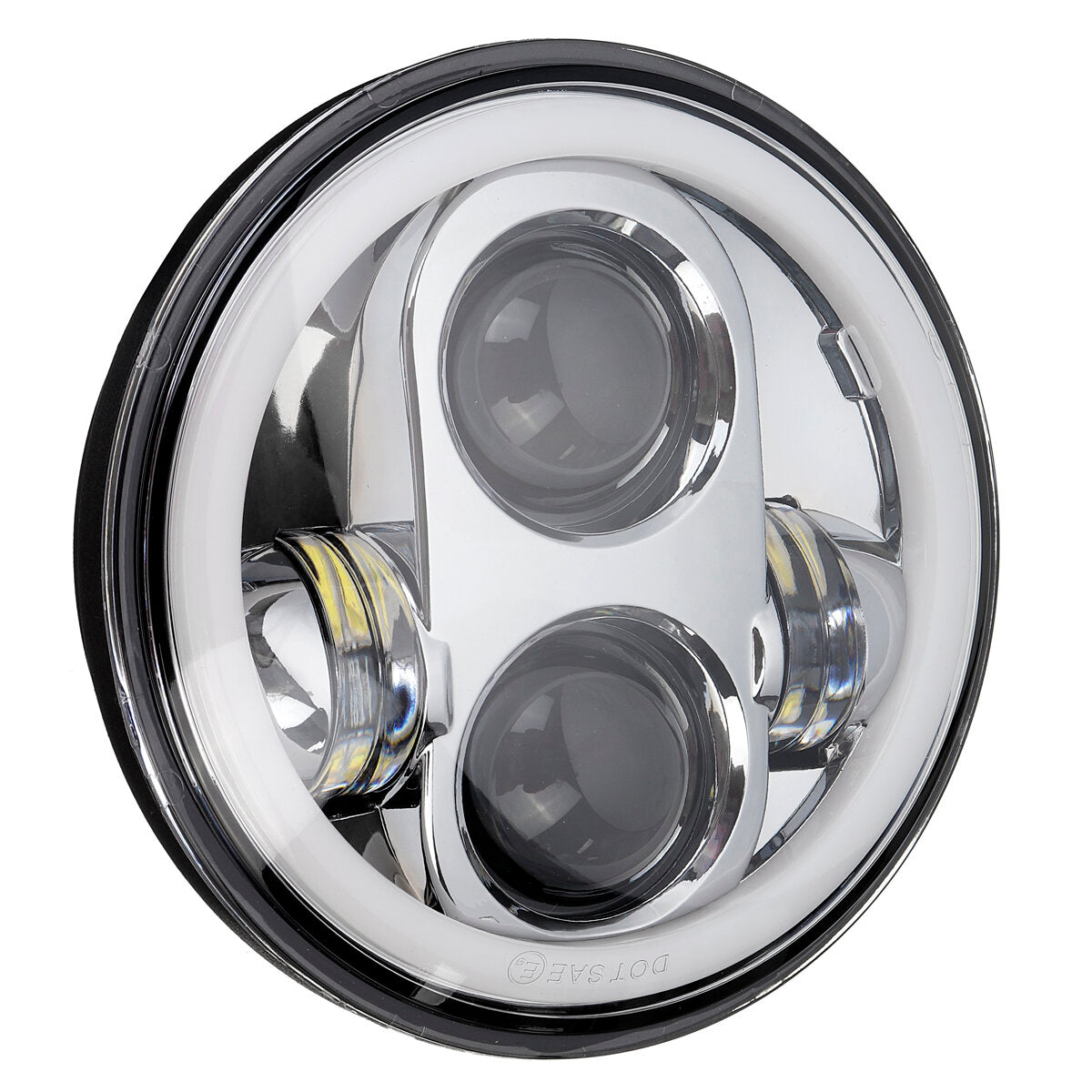 12V 5.75" 75W Projector LED Round Headlight Ring Angle Eyes DRL For Jeep/Harley