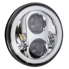12V 5.75" 75W Projector LED Round Headlight Ring Angle Eyes DRL For Jeep/Harley