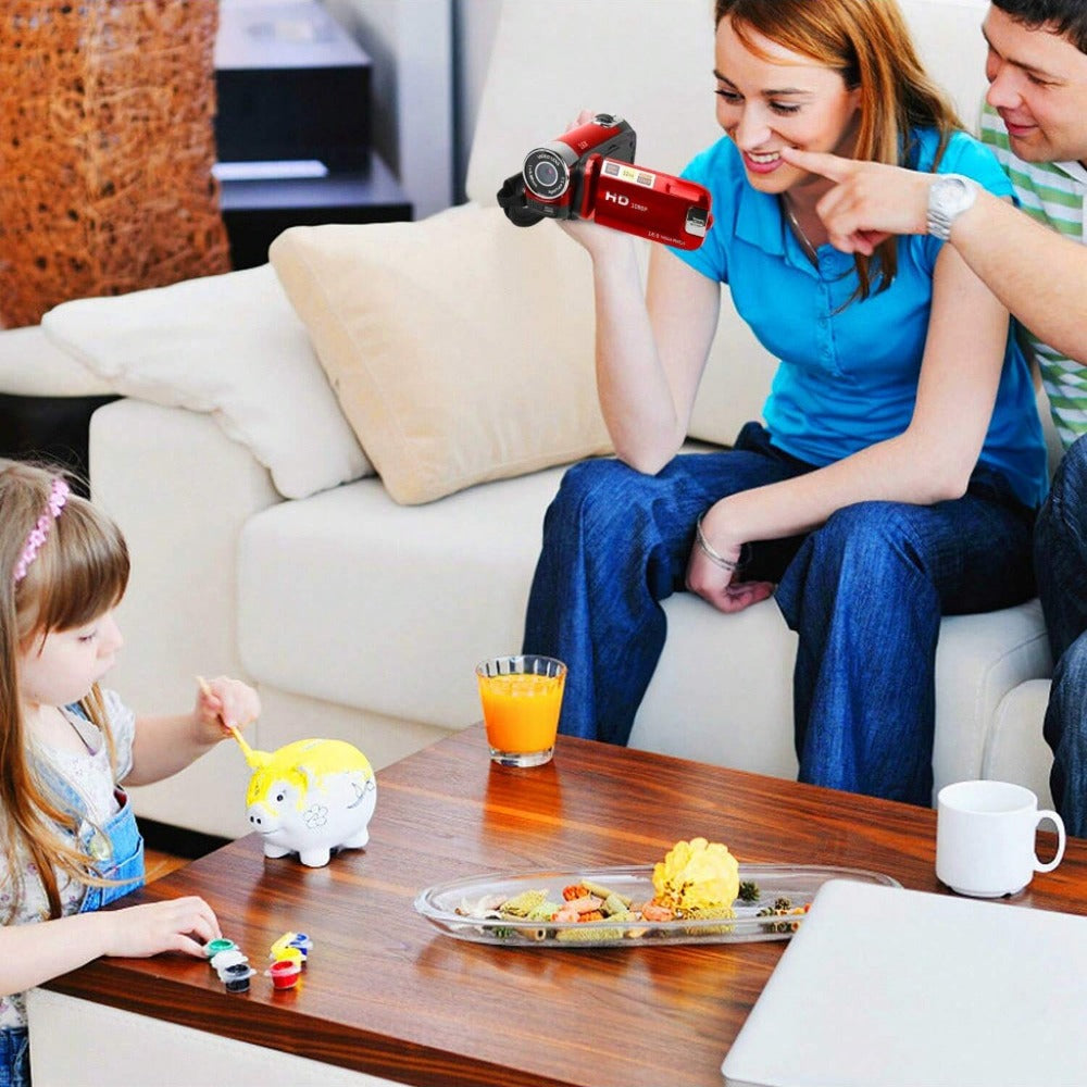 1080P Digital Video Camera with 16X Zoom, 2.7" LCD, Portable Design, Voice Recording, Supports 32GB SD Card