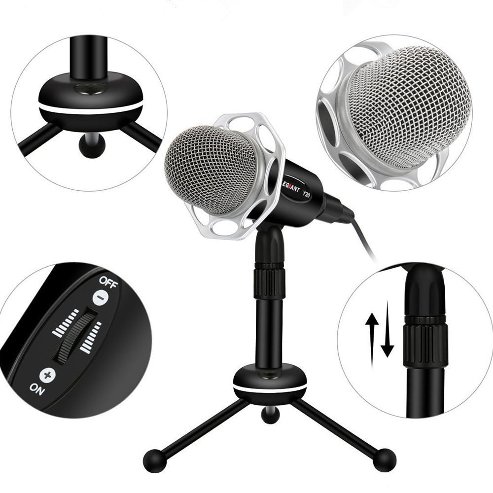 3.5mm Condenser Microphone Home Studio Portable Microphone for PC Computer Phone