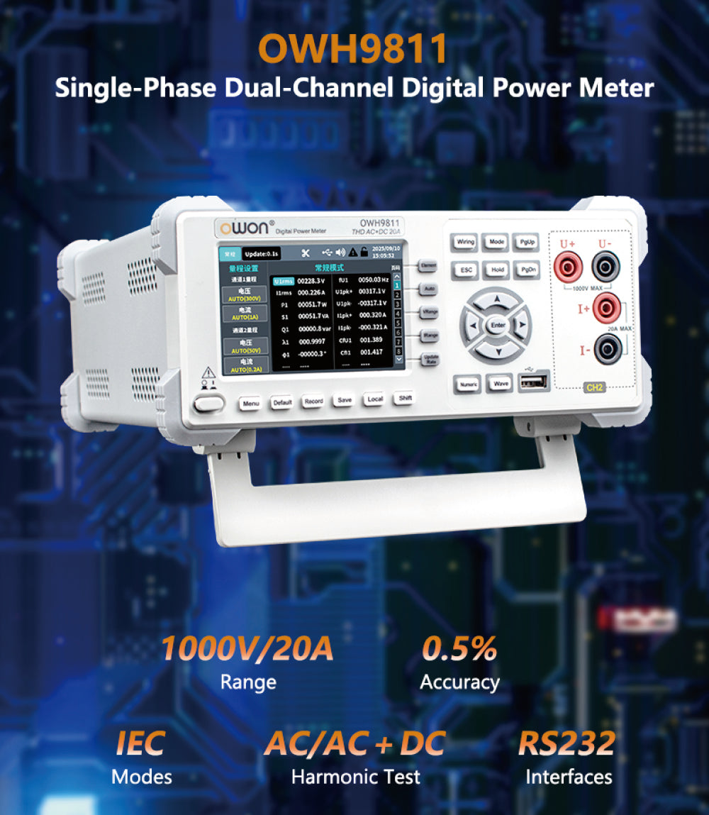 High Precision Power Meter 10 Channels Measurement Energy Monitoring 3.96 Inch TFT LCD RS232 Portable Professional Energy Analyzer
