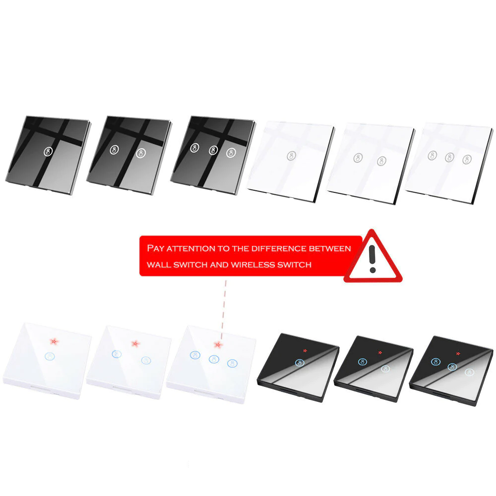 White 1gang Smart Wireless Touch Switch Light 433MHZ RF Remote Control Glass Screen Wall Panel 110V 220V LED Lamp