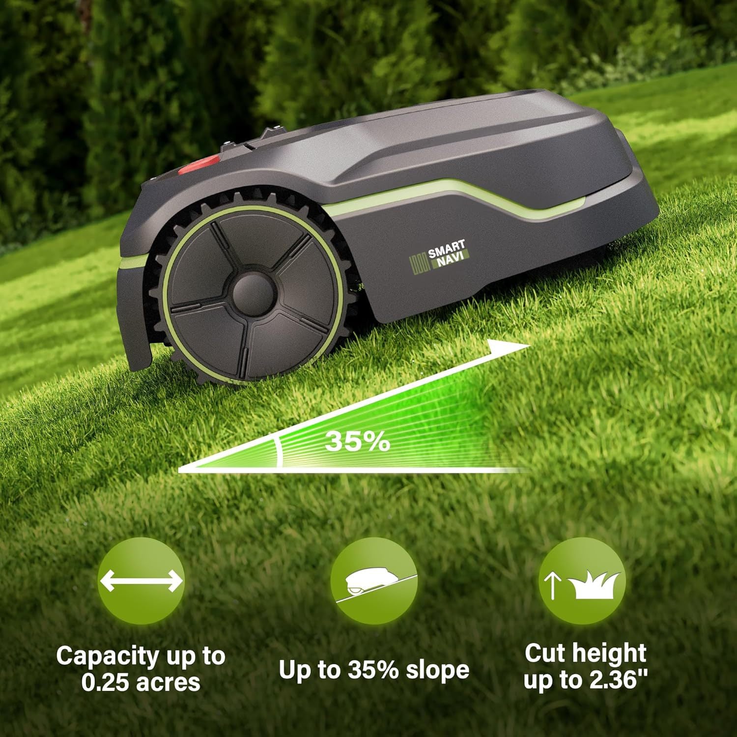Robotic Lawn Mower with App Control For Lawns Up To 800m² Intelligent Mapping Handles 35% Slopes IPX5 Waterproof Automatic Recharging