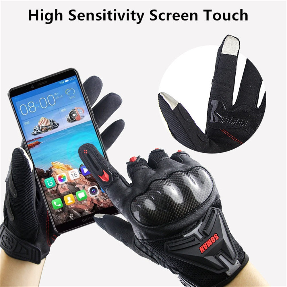 Motorcycle Touch Screen Gloves Carbon Fiber Riding Men Women Protective Gears