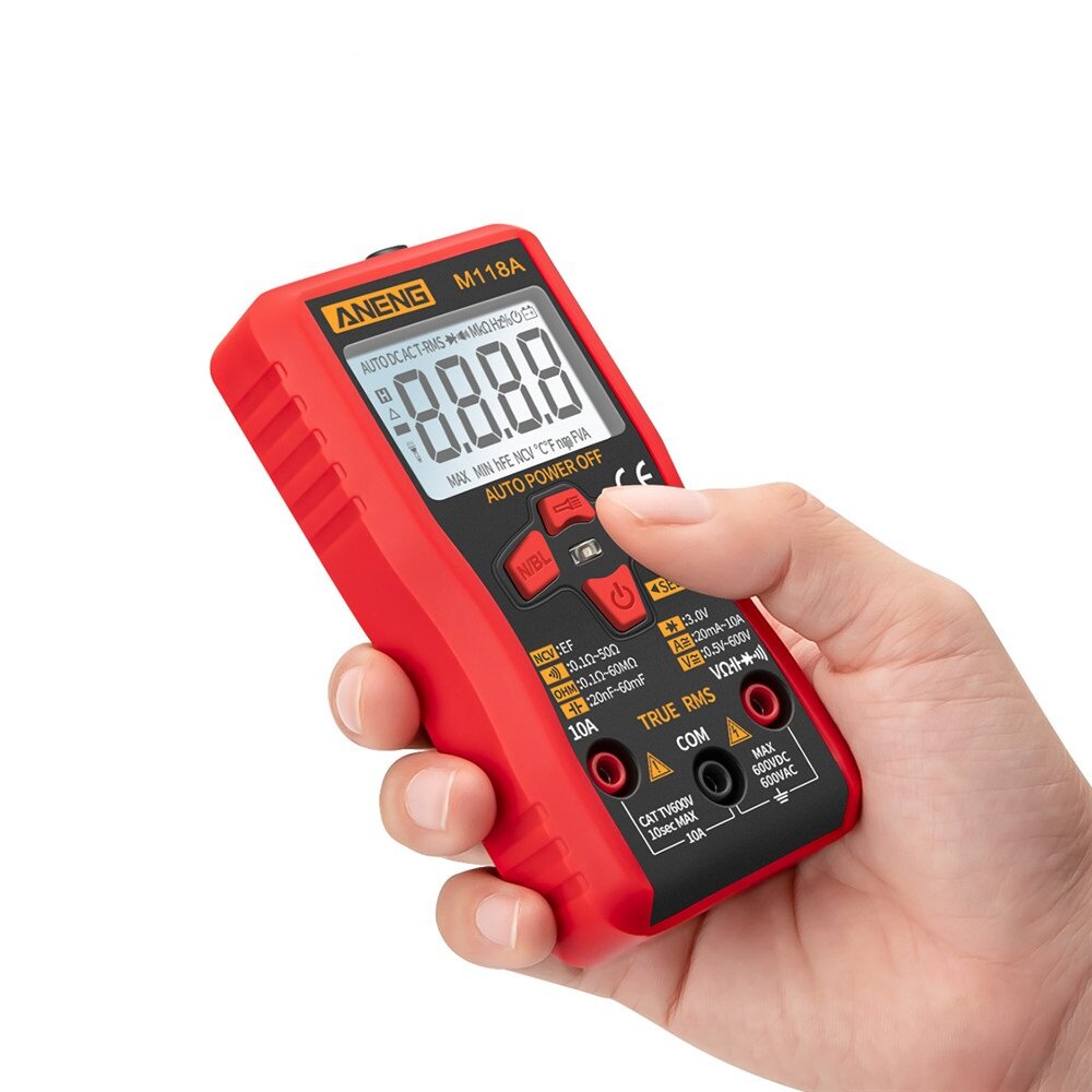 Digital Mini Multimeter Tester Auto Multimeter True Rms Transistor Meter with NCV Data Hold 6000 Counts Flashlight