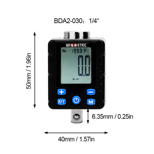 Digital Torque Wrench 0.3-340 Nm Adjustable Torque Meter Adapter Professional Electronic Torque Wrench Inspection Repair Tools