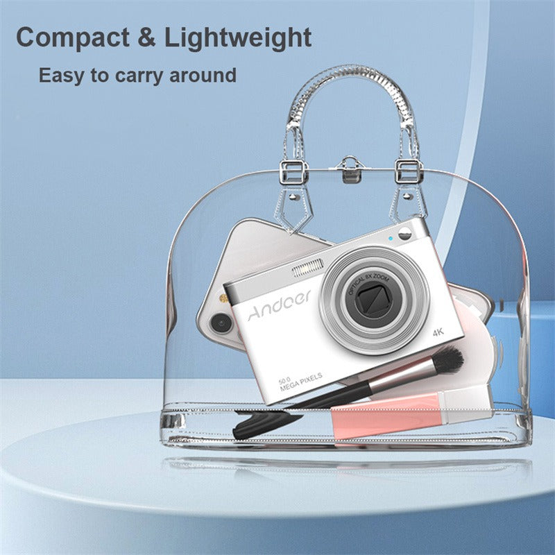 4K 50MP Digital Camera Video Camcorder 2.88" IPS Screen AF 8X Zoom 750mAh Portable Mirrorless Camera
