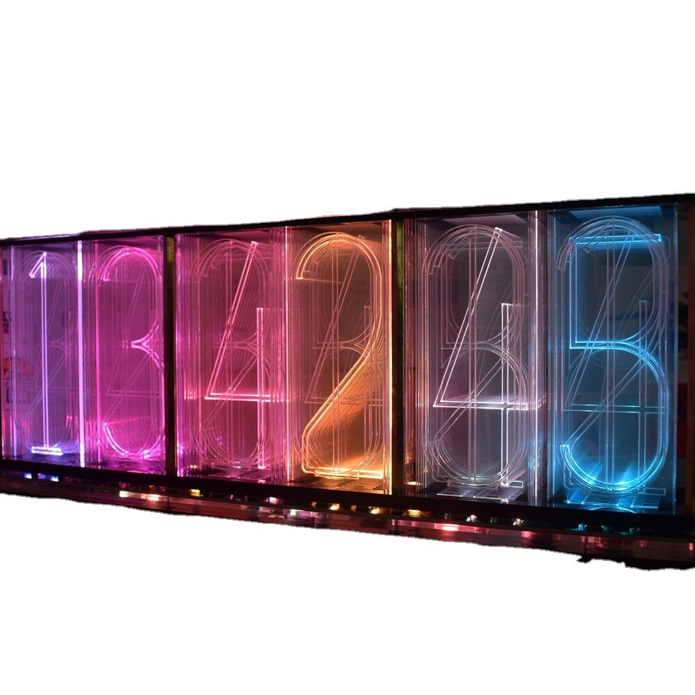 Oversize Font Analog Nixie Tube Clock Rainbow LED Full Color Music Spectrum DIY Kit