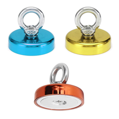 60x50mm 112KG Neodymium Recovery Magnet Red/Yellow/Blue Eyebolt Hook Magnet Metal Detector