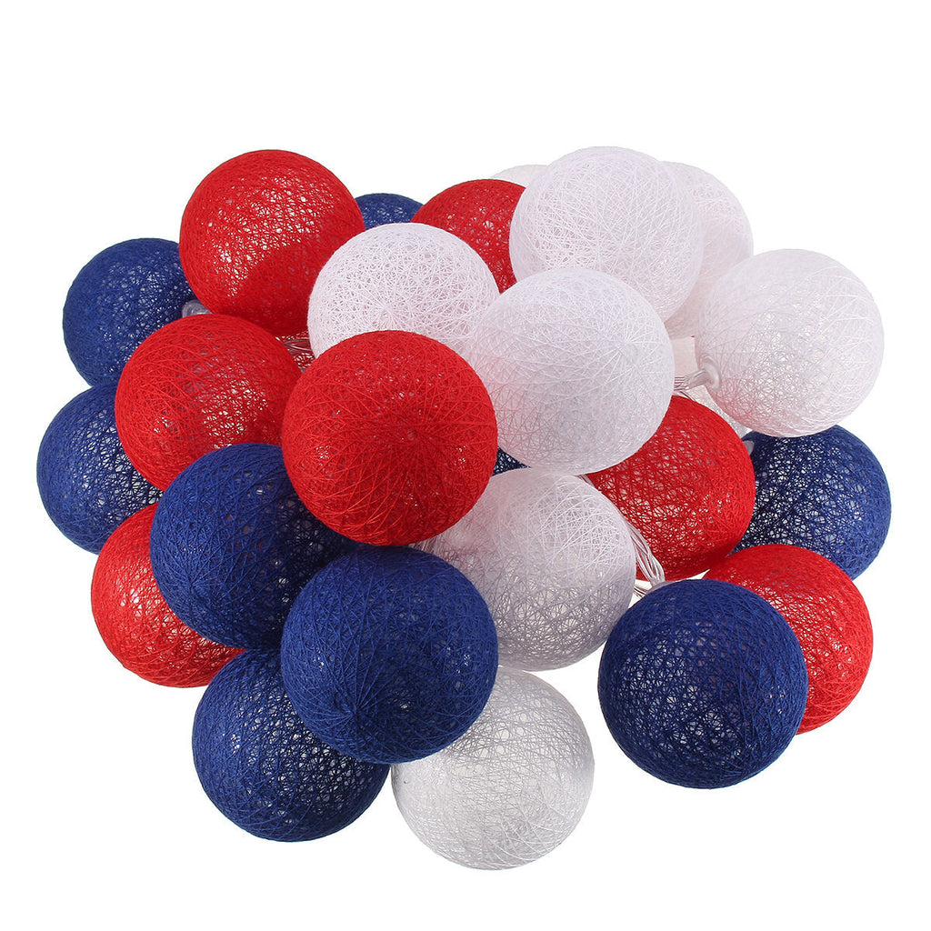 Battery Powered 30LEDs Pastel Cotton Ball String Lights for Holiday Decoration