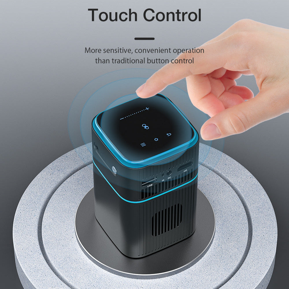 DLP Mini WIFI Projector, Android 9.0, Bluetooth 4.2, 1080P, 150 ANSI Lumens, Built-in Battery, Netflix & YouTube, Outdoor Cinema